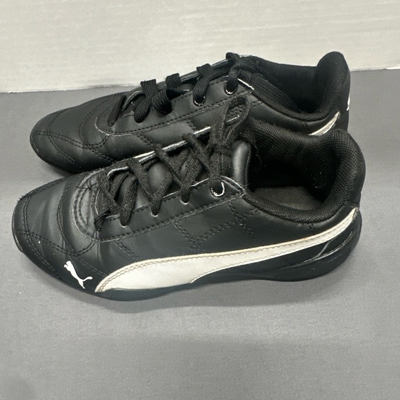 Puma Cats Black Leather Sneakers with White Stripe - Picture 5 of 10